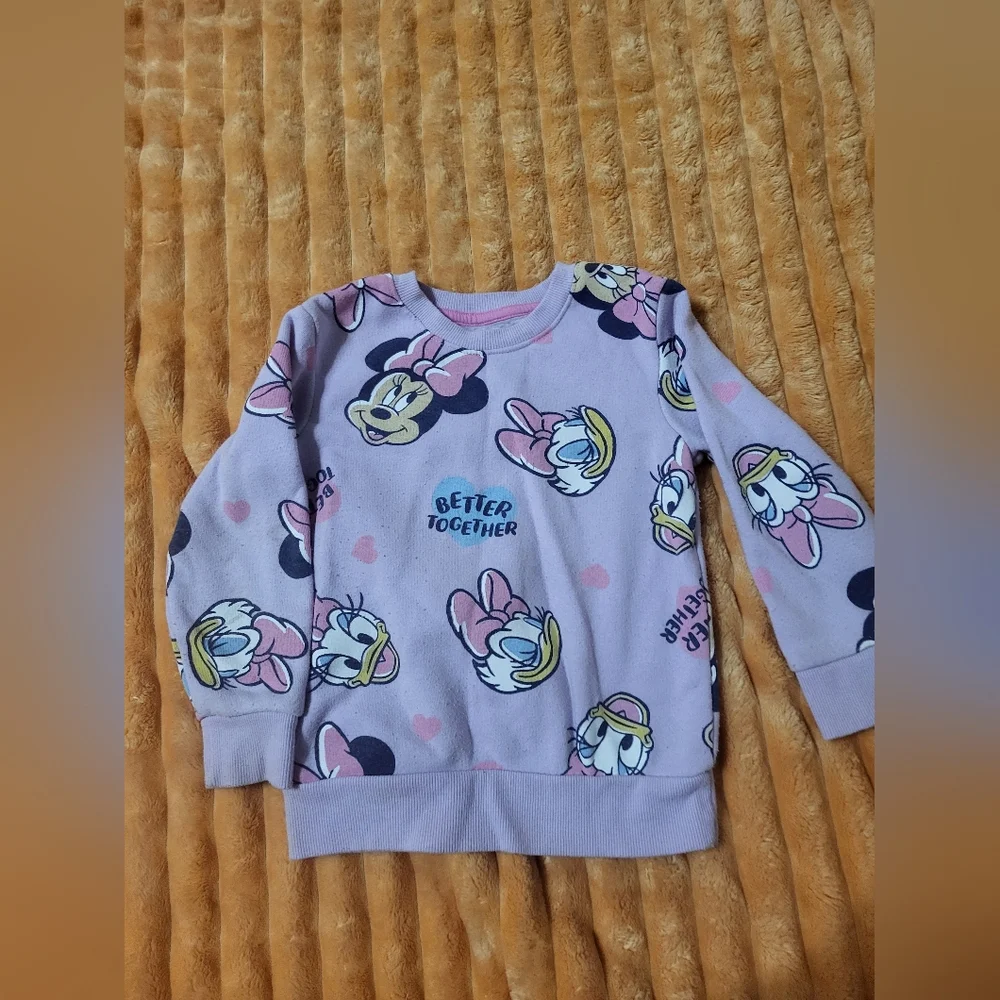 🌞 Disney Kids Daisy Duck & Minnie Mouse Sweatshirt 4T - Picture 2 of 4